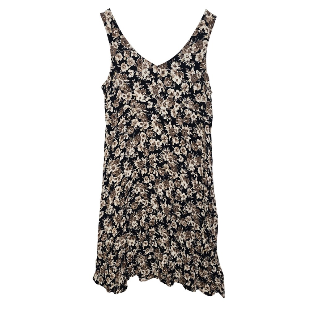Old Navy Grunge Floral Mini Dress Small Brown Black 90s Fit & Flare